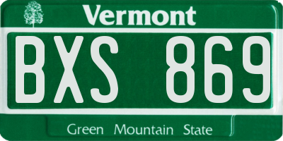 VT license plate BXS869