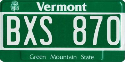 VT license plate BXS870