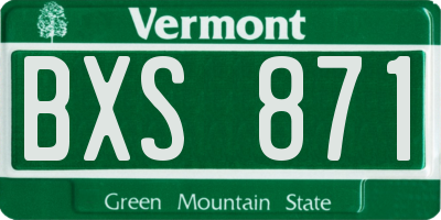 VT license plate BXS871