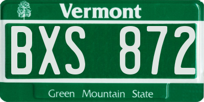 VT license plate BXS872