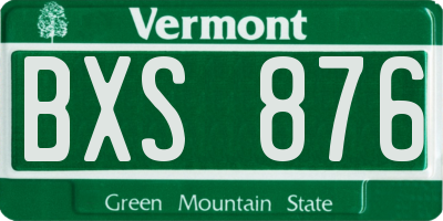 VT license plate BXS876