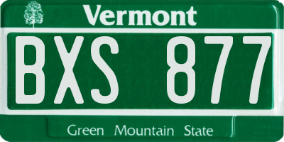 VT license plate BXS877