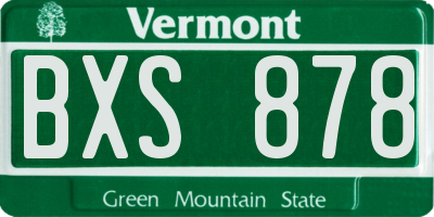 VT license plate BXS878