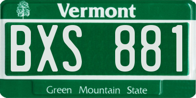 VT license plate BXS881