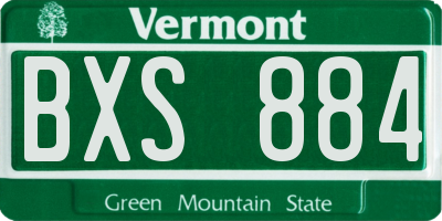 VT license plate BXS884