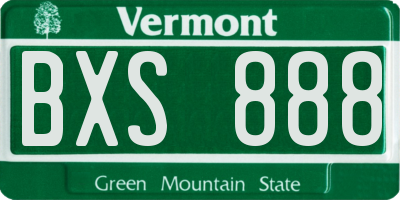 VT license plate BXS888