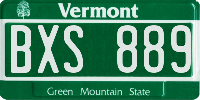 VT license plate BXS889