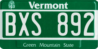 VT license plate BXS892