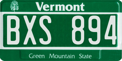 VT license plate BXS894