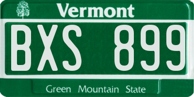 VT license plate BXS899