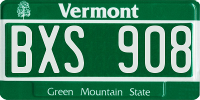 VT license plate BXS908