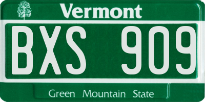 VT license plate BXS909