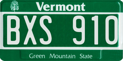 VT license plate BXS910