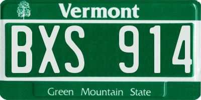 VT license plate BXS914
