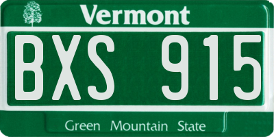 VT license plate BXS915