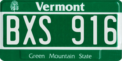VT license plate BXS916
