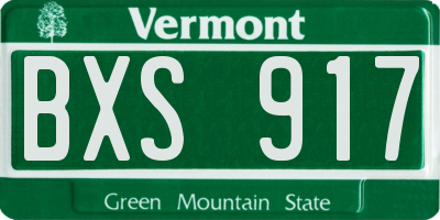 VT license plate BXS917