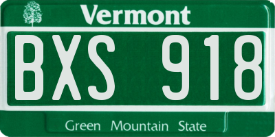 VT license plate BXS918