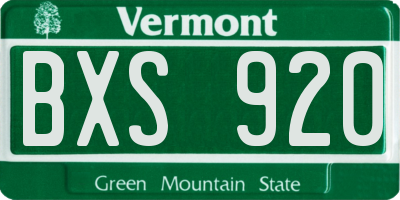 VT license plate BXS920