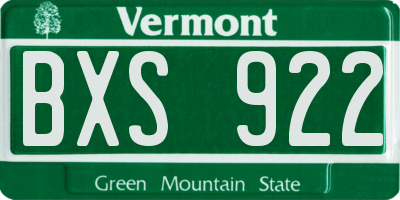VT license plate BXS922