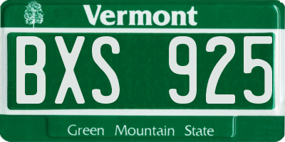 VT license plate BXS925