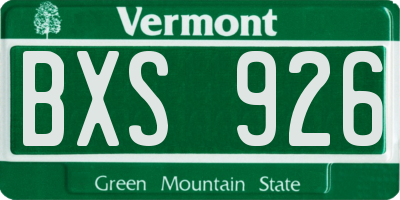 VT license plate BXS926