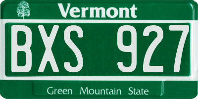 VT license plate BXS927