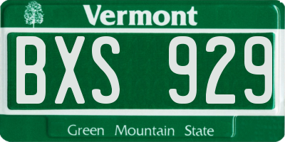 VT license plate BXS929