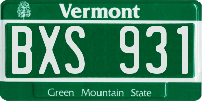 VT license plate BXS931