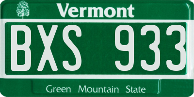 VT license plate BXS933