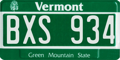 VT license plate BXS934
