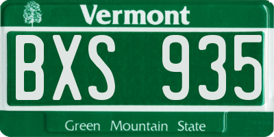 VT license plate BXS935