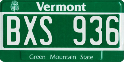 VT license plate BXS936