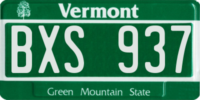 VT license plate BXS937