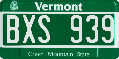 VT license plate BXS939