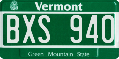 VT license plate BXS940
