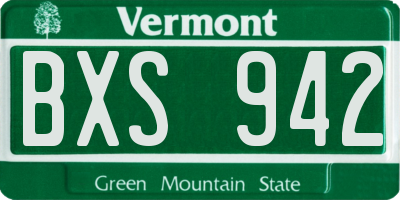 VT license plate BXS942