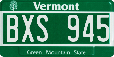 VT license plate BXS945