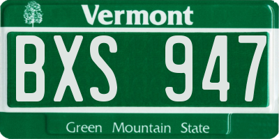 VT license plate BXS947