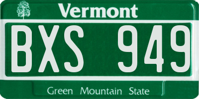 VT license plate BXS949