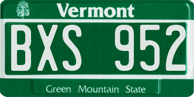 VT license plate BXS952