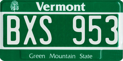 VT license plate BXS953