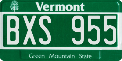VT license plate BXS955