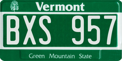 VT license plate BXS957