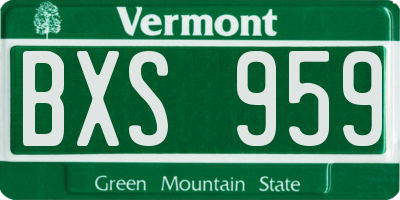 VT license plate BXS959