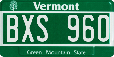 VT license plate BXS960