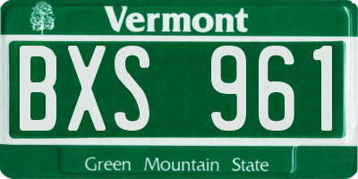 VT license plate BXS961