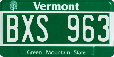 VT license plate BXS963