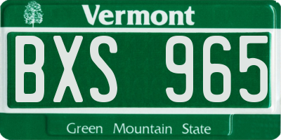VT license plate BXS965