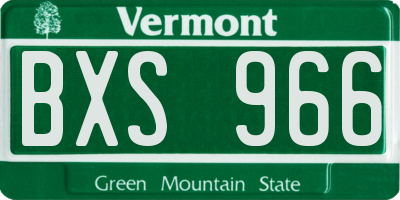 VT license plate BXS966